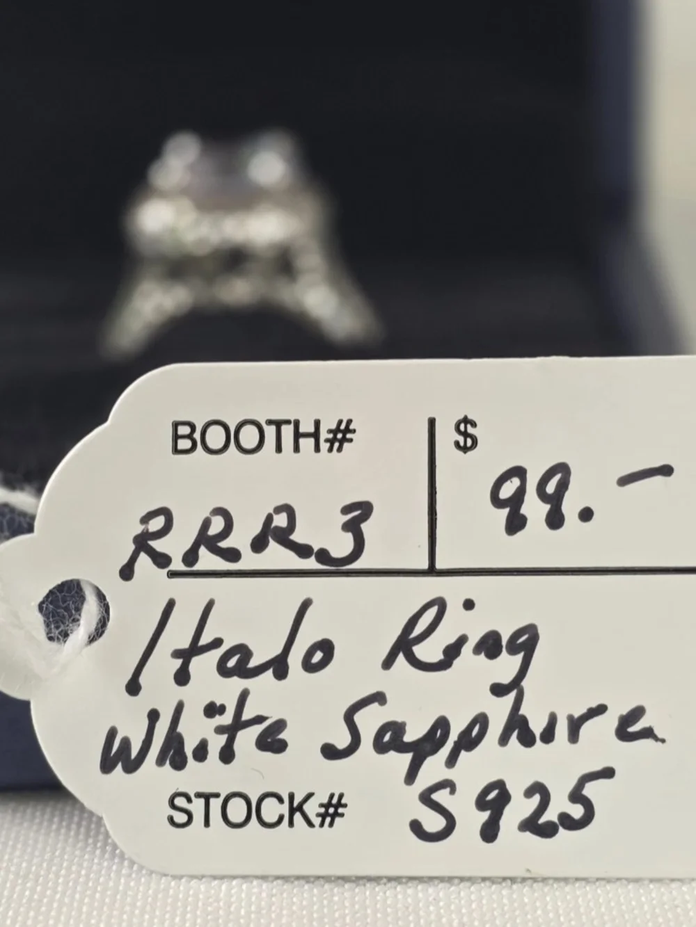 Italo Halo White Sapphire Engagement Ring 925 Sterling Silver Size 5 New in Box